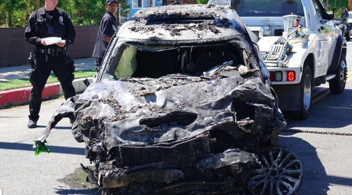  La voiture d'Anne Heche après son accident @DR