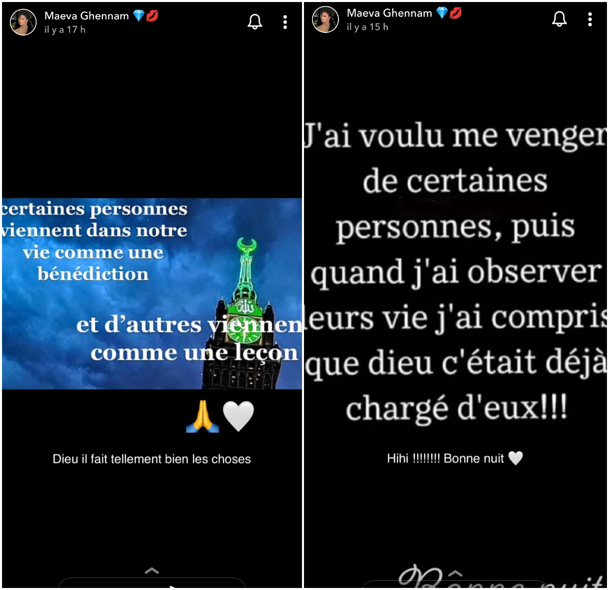  Maeva Ghennam partage d'étranges messages sur @Snapchat