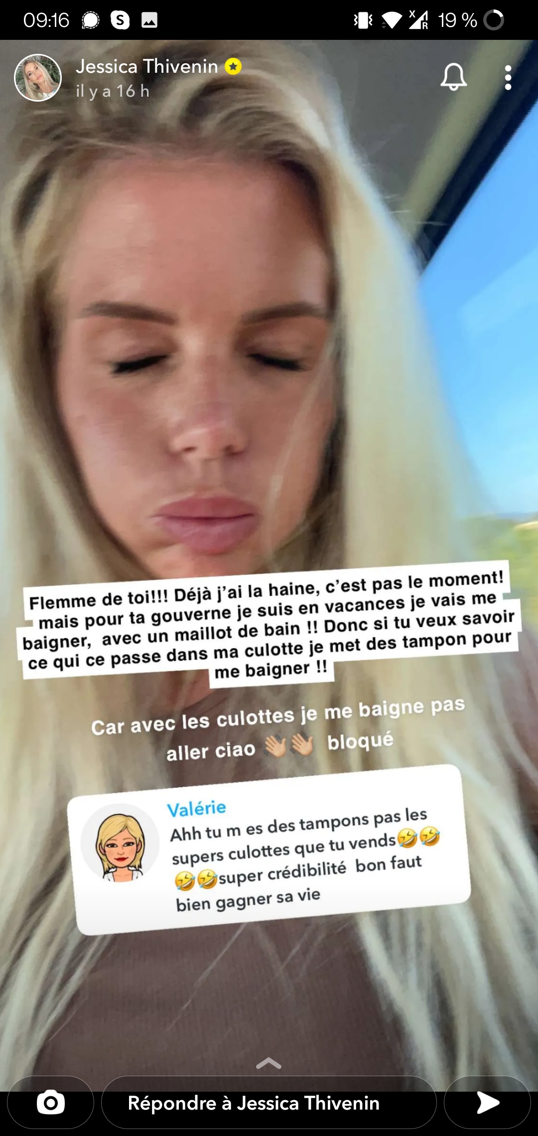  Jessica Thivenin répond au commentaire d'une internaute @Snapchat