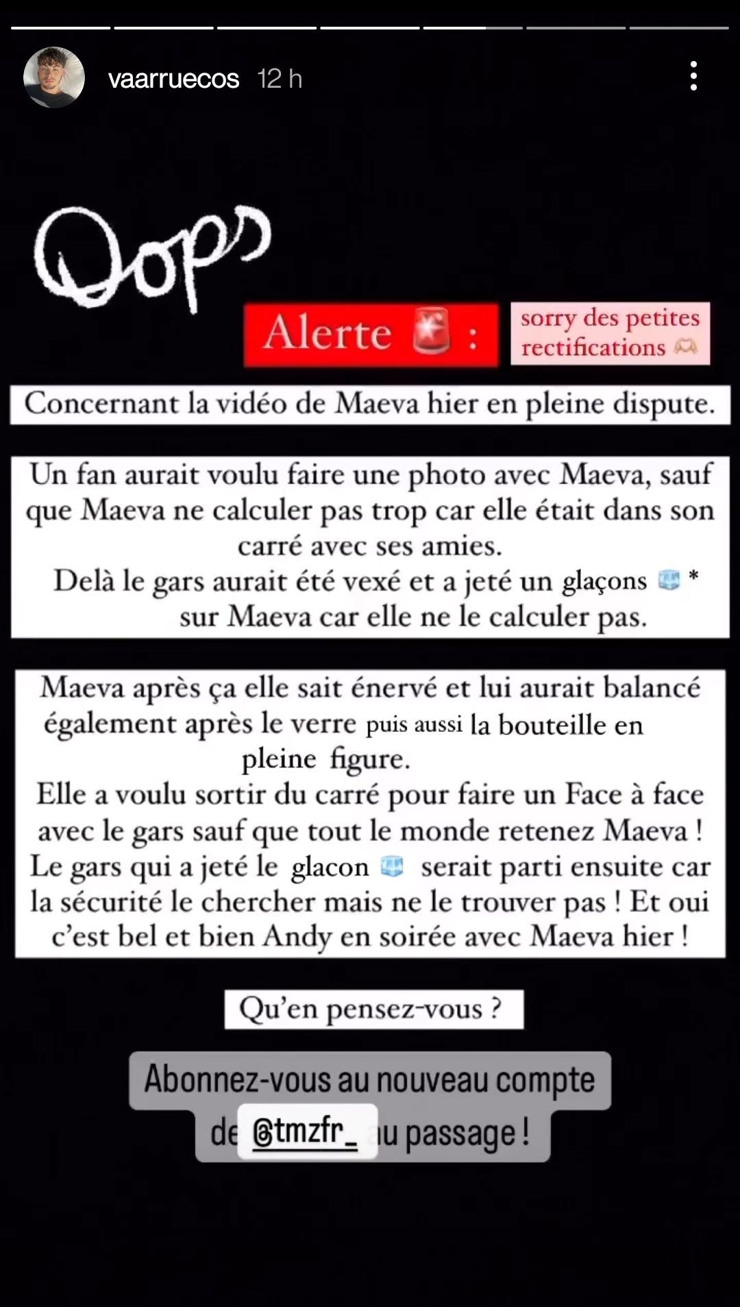  Vaarruecos explique pourquoi Maeva Ghennam s'en est pris à un jeune homme ne boite de nuit @Instagram