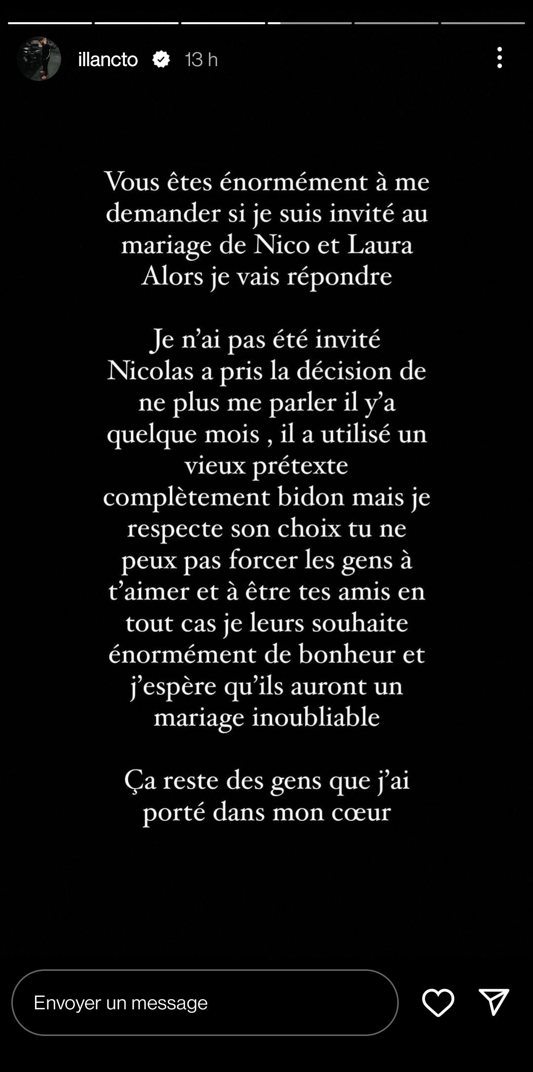  Illan Castronovo affirme ne pas avoir été invité au mariage de Nikola Lozina @Instagram