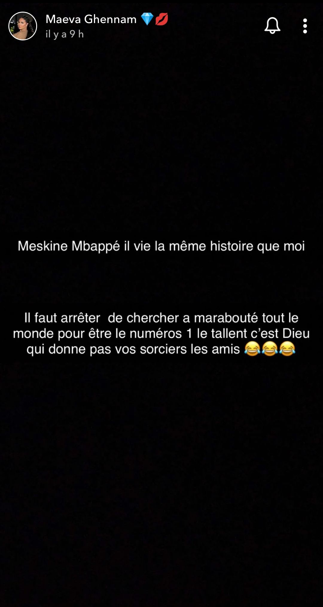 Maeva Ghennam lance une pique à Carla Moreau @Snapchat Maeva Ghennam lance une pique à Carla Moreau @Snapchat