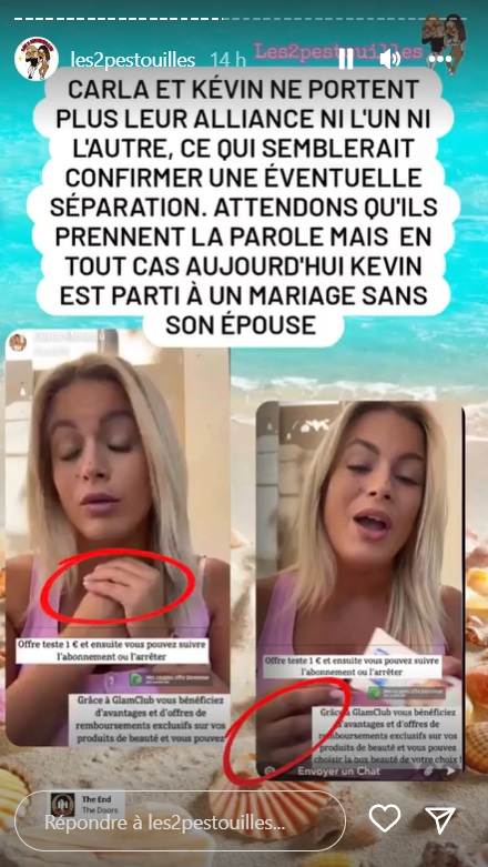 Carla Moreau et Kevin Guedj en pleine crise de couple ? Ce message qui inquiète leurs fans