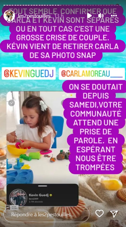 Carla Moreau et Kevin Guedj en pleine crise de couple ? Ce message qui inquiète leurs fans