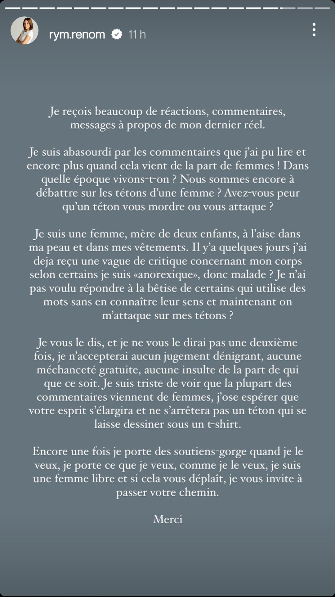 Rym Renom critiquée sur un détail physique, elle pousse un coup de gueule