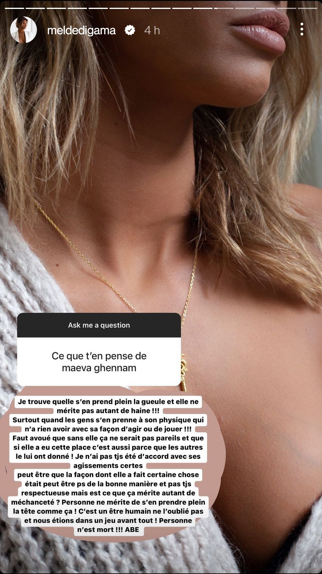  Mélanie Dedigama défend Maeva Ghennam @Instagram