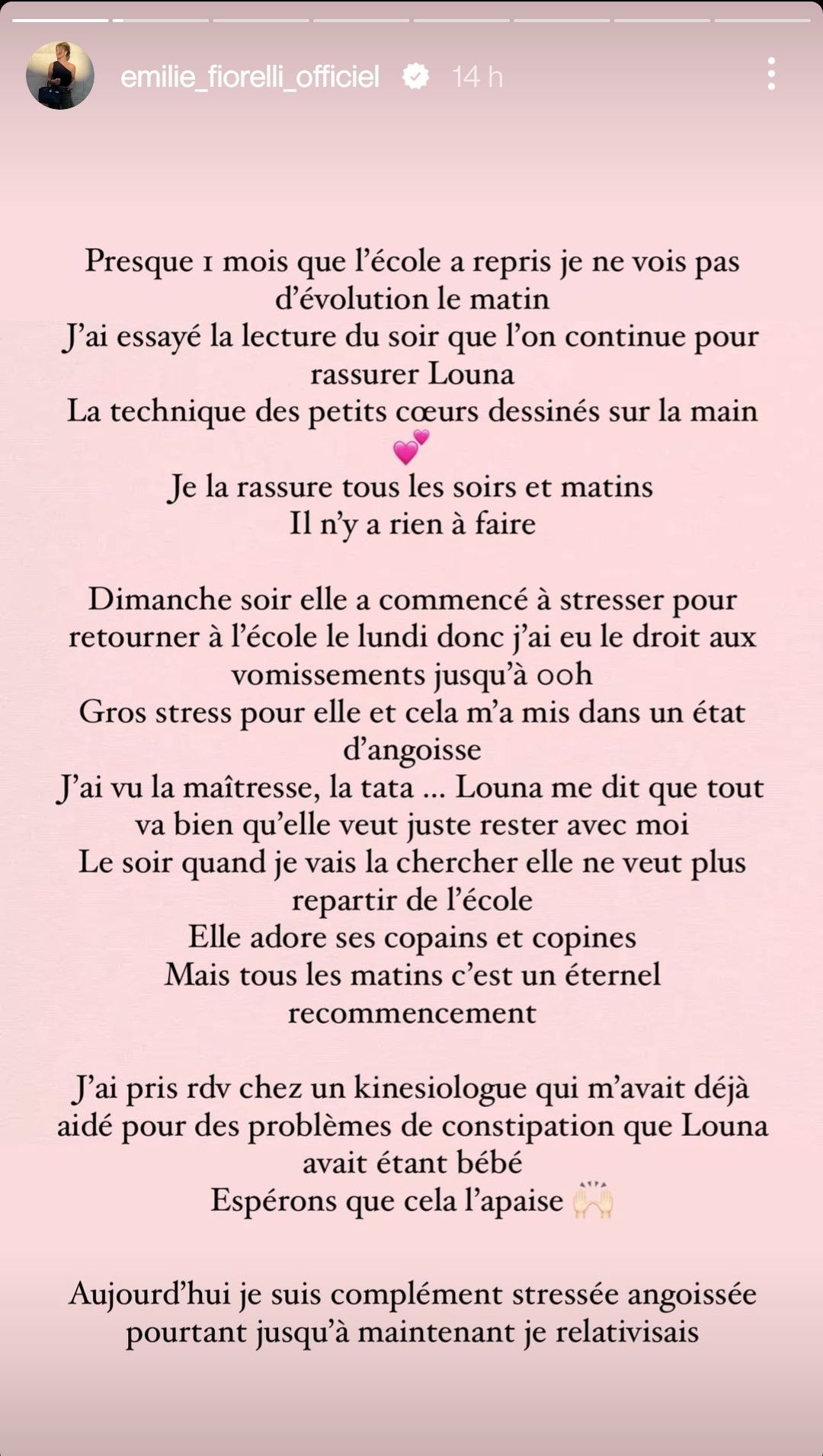 Emilie Fiorelli dépassée par les pleurs de sa fille : "Je suis complètement stressée, angoissée."