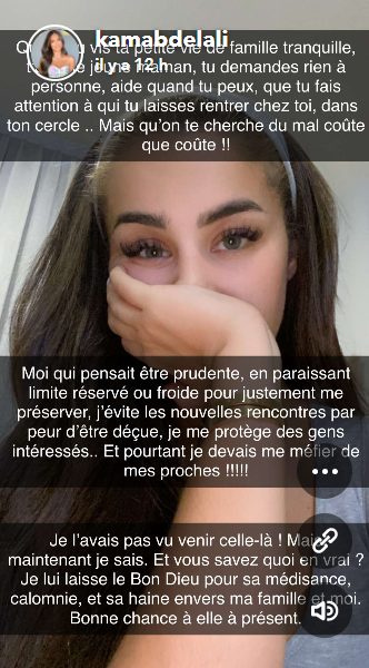 "Pourquoi j’ai été aveugle" : trahie, Kamila règle ses comptes sur Snapchat