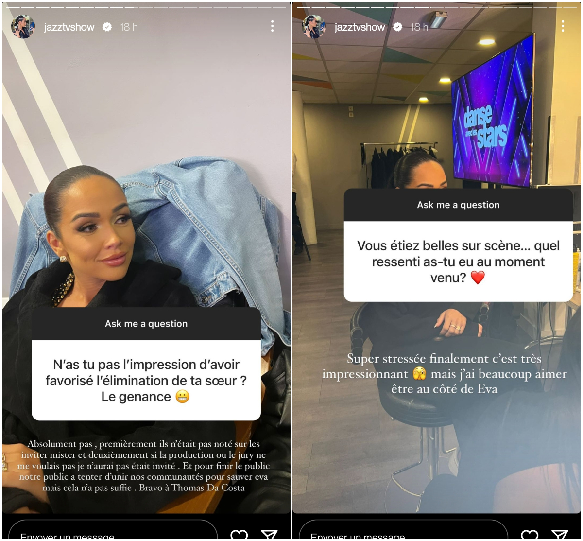  Jazz Correia responsable du départ de sa sœur Eva dans DALS ? Elle répond ! @Instagram