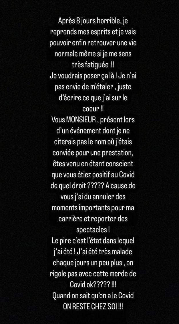 Chimène Badi pousse un coup de gueule : "Quand on sait qu’on a le Covid, on reste chez soi"