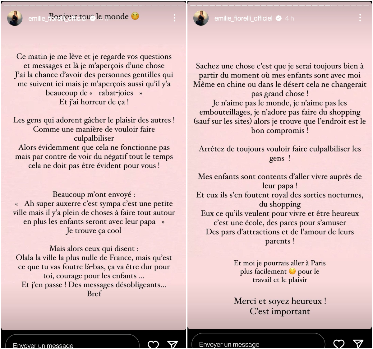 Emilie Fiorelli jugée sur sa vie personnelle, elle recadre ses haters !