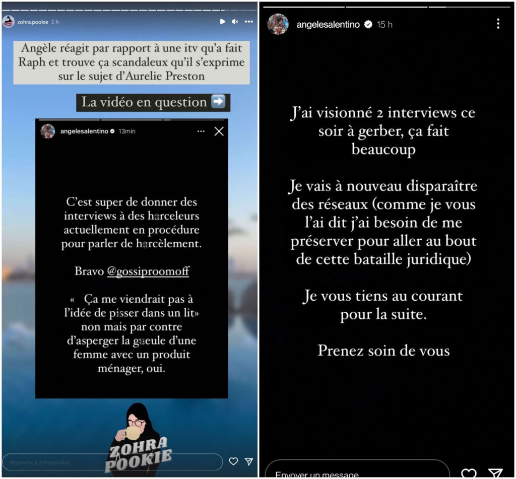 Angèle prend la parole en story @Instagram