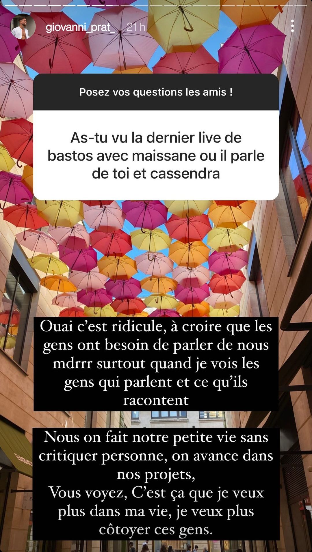 Cassandra ridiculisée par Maissane et Bastos, Giovanni prend sa défense : "C'est ridicule"