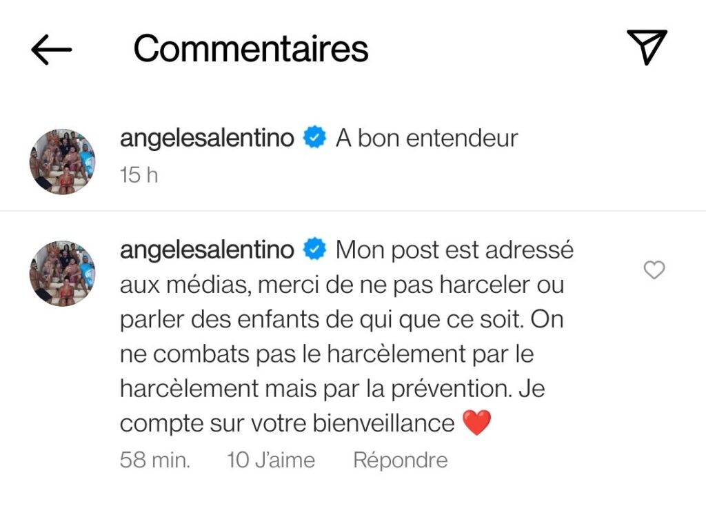 Angèle prend la parole en story @Instagram