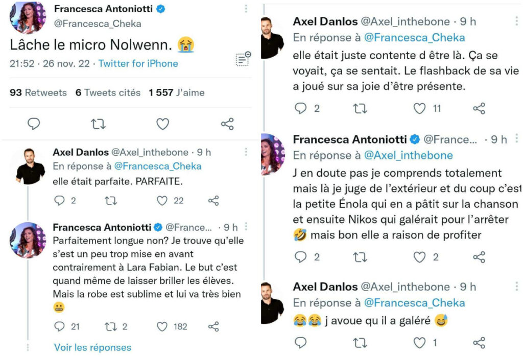 Francesca Antoniotti donne son avis sur le passage de Nolwenn Leroy à la Star Acacemy 2022 @Twitter