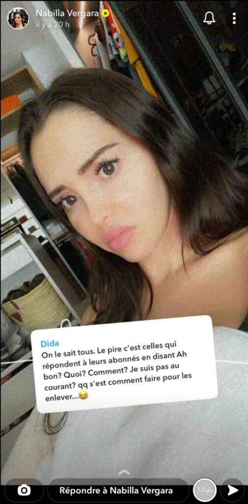 Nabilla Benattia s'exprime sur snapchat @Snapchat