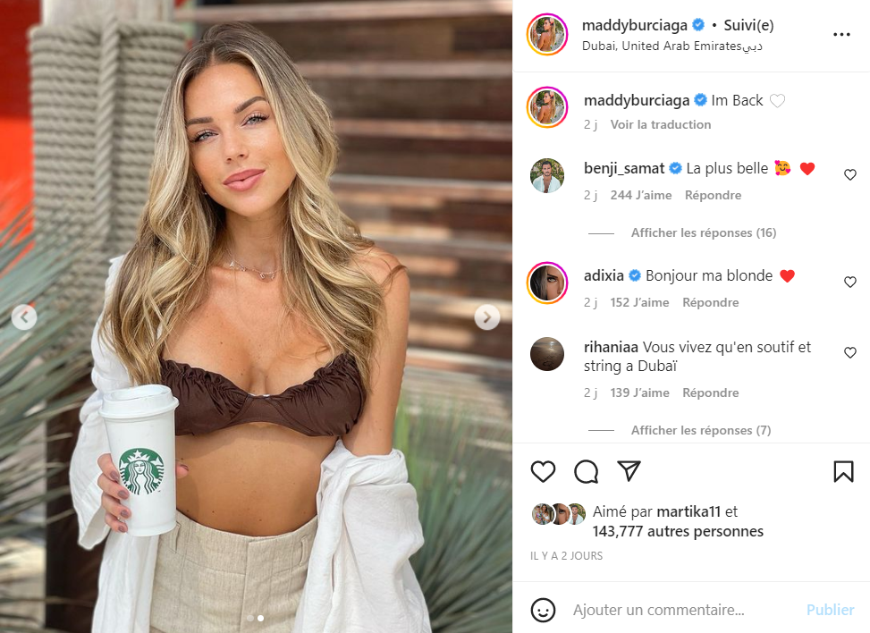 Maddy Burciaga : son dernier cliché Instagram ne fait pas l’unanimité