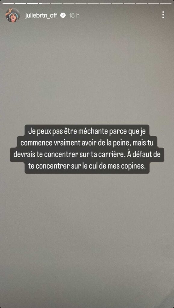 Julie Bertin dévoile les messages de son ex Benoit Paire à ses copines de télé-réaltité @Instagram