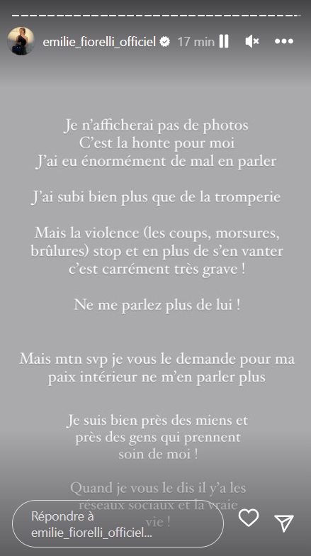 Emilie Fiorelli évoque son ex : "J’ai subi bien plus que la tromperie, mais la violence"