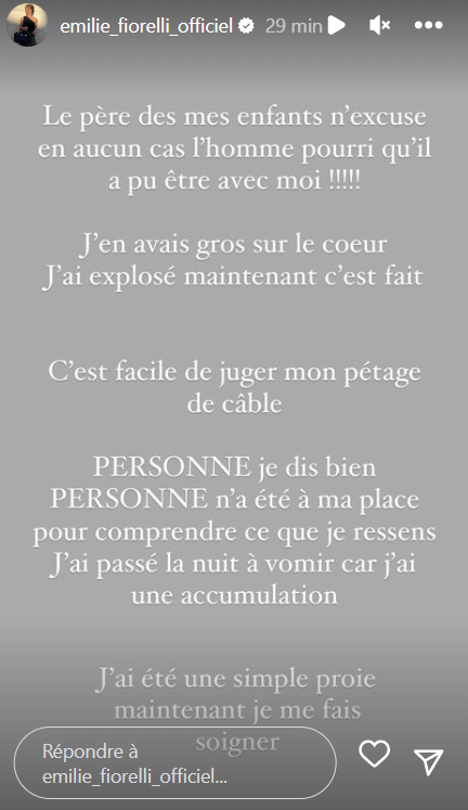 Emilie Fiorelli évoque son ex : "J’ai subi bien plus que la tromperie, mais la violence"