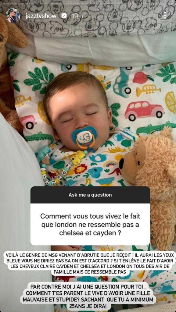 Jazz Correia s'emporte contre une internaute suite à sa remarque sur London @Instagram Jazz Correia s'emporte contre une internaute suite à sa remarque sur London @Instagram
