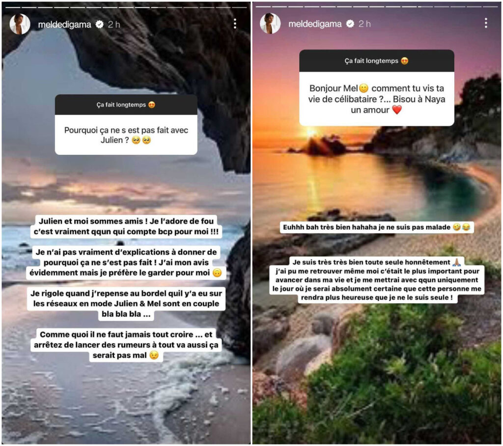 Mélanie Dedigama revient sur sa relation avec Julien Bert @Instagram