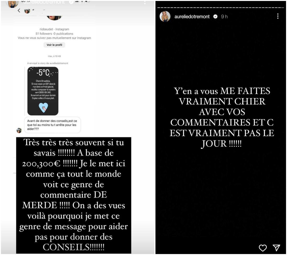 Aurélie Dotremont critiquée par une internaute, elle réplique : "Vous me faites vraiment chier"