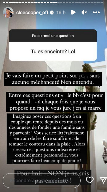 Cloé Cooper enceinte de son premier enfant ? Elle fait une ultime mise au point