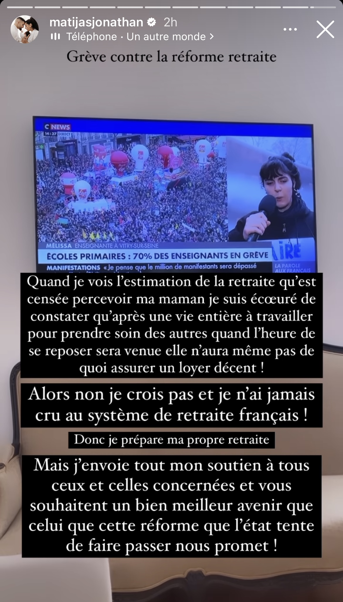 Jonathan Matijas : son coup de gueule contre la réforme des retraites !