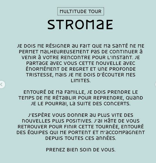 Problèmes de santé de Stromaé : Un membre de son équipe brise le silence