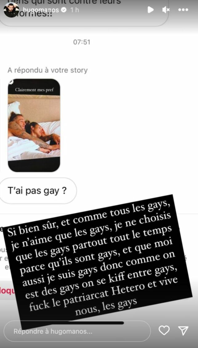 "T’es pas gay ?" : Hugo Manos répond vertement à un internaute après une question déplacée