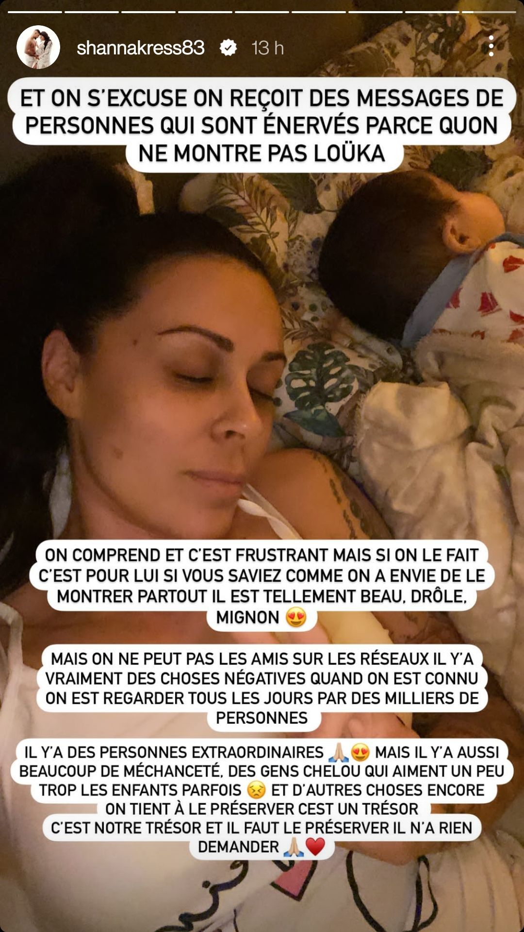 Shanna Kress explique pourquoi elle ne montre pas son fils Loüka sur les réseaux sociaux