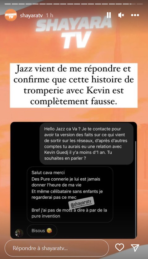 "On sait que c’est Kevin" Une amie de Jazz Correia répond aux rumeurs de tromperie avec Kevin Guedj