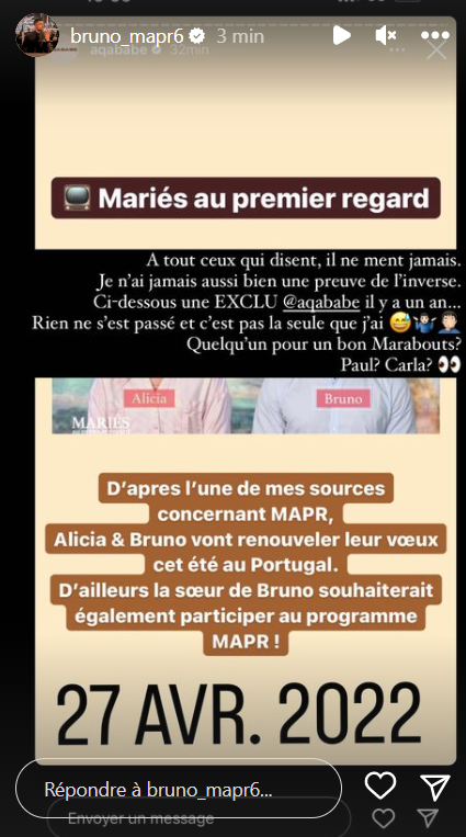 Mariés au premier regard : Bruno infidèle à Alicia ? Sa réponse cash !