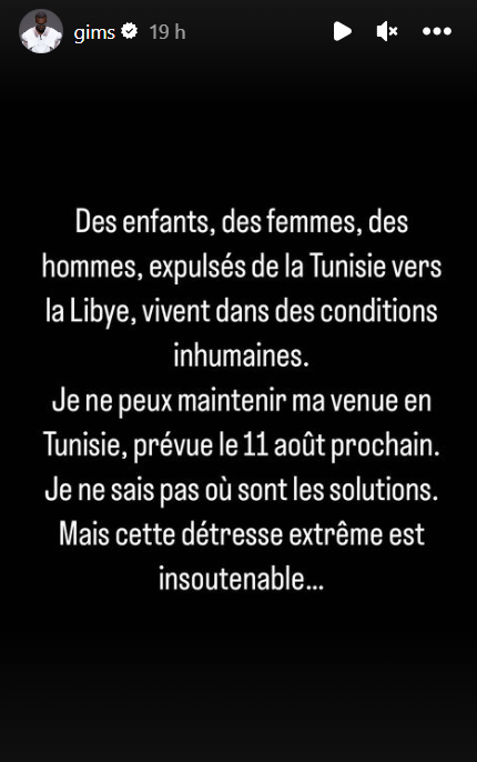 "Cette détresse extrême est insoutenable" : Pourquoi Gims a annulé son concert en Tunisie
