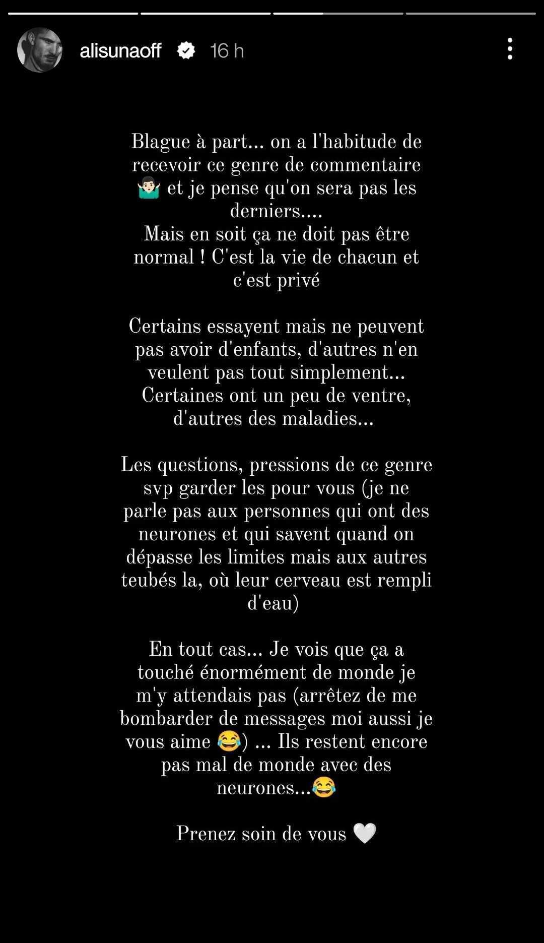 Ali Suna pointé du doigt pour ne pas avoir encore d’enfants avec Alia, il pousse un coup de gueule !