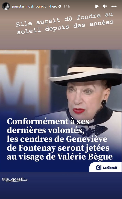 Mort de Geneviève de Fontenay : JoeyStarr réagit… et divise la Toile !