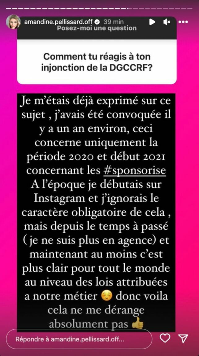 Amandine Pellissard sanctionnée par la répression des fraudes : elle prend la parole !