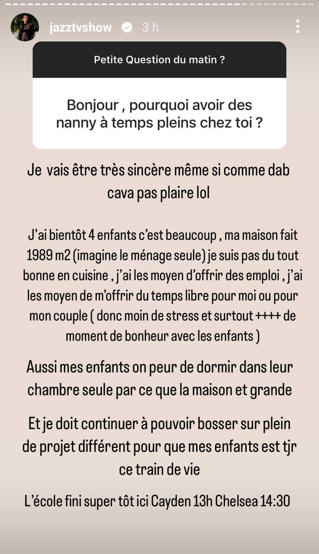 Jazz Correia sur ses nounous : "Elles sont nourries, blanchies avec un forfait téléphone..."