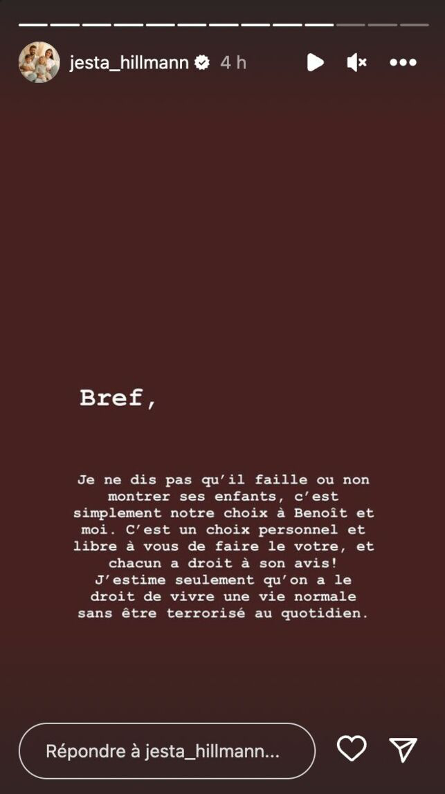 Jesta Hillmann évoque son choix d'exposer ses enfants : "Nous n’allons pas arrêter de vivre"