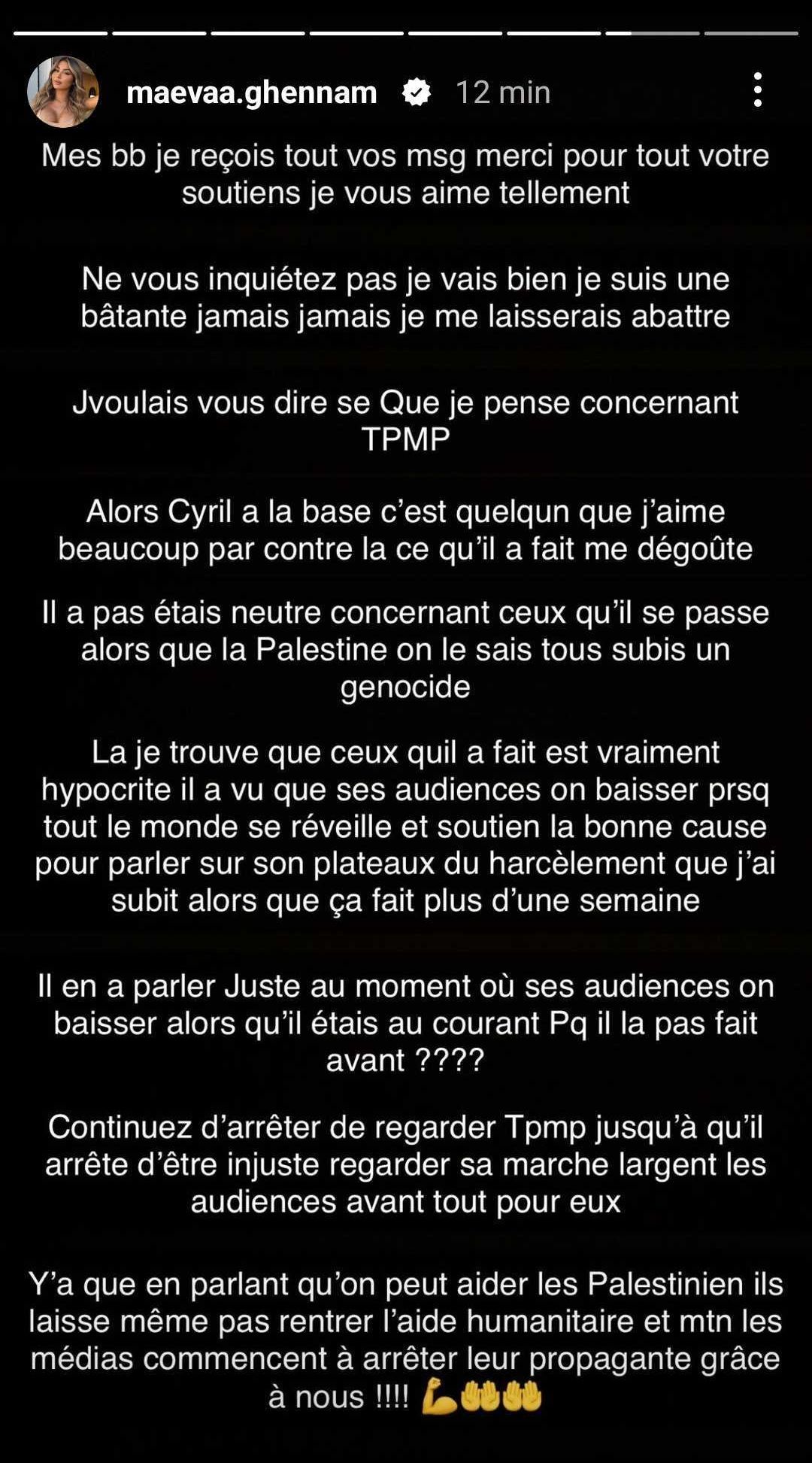 Maeva Ghennam tacle Cyril Hanouna et appelle au boycott de TPMP