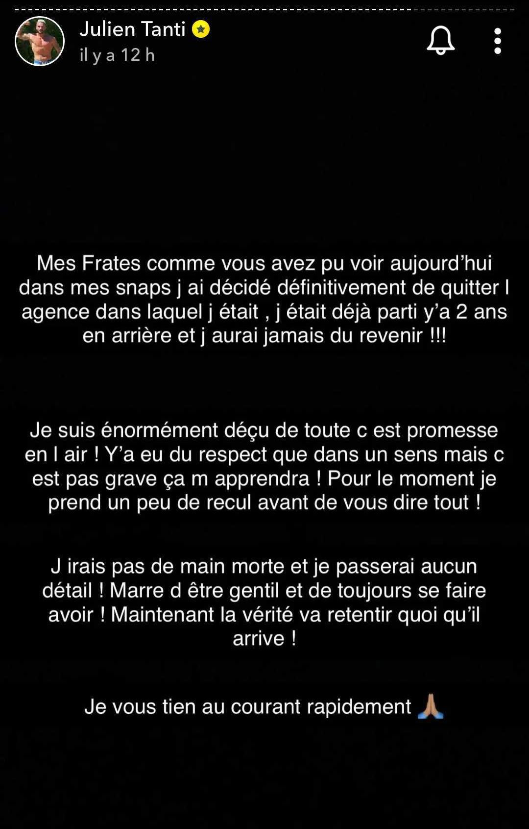 Julien Tanti prêt à tout balancer sur Shauna Events : "Je n'irai pas de main morte"