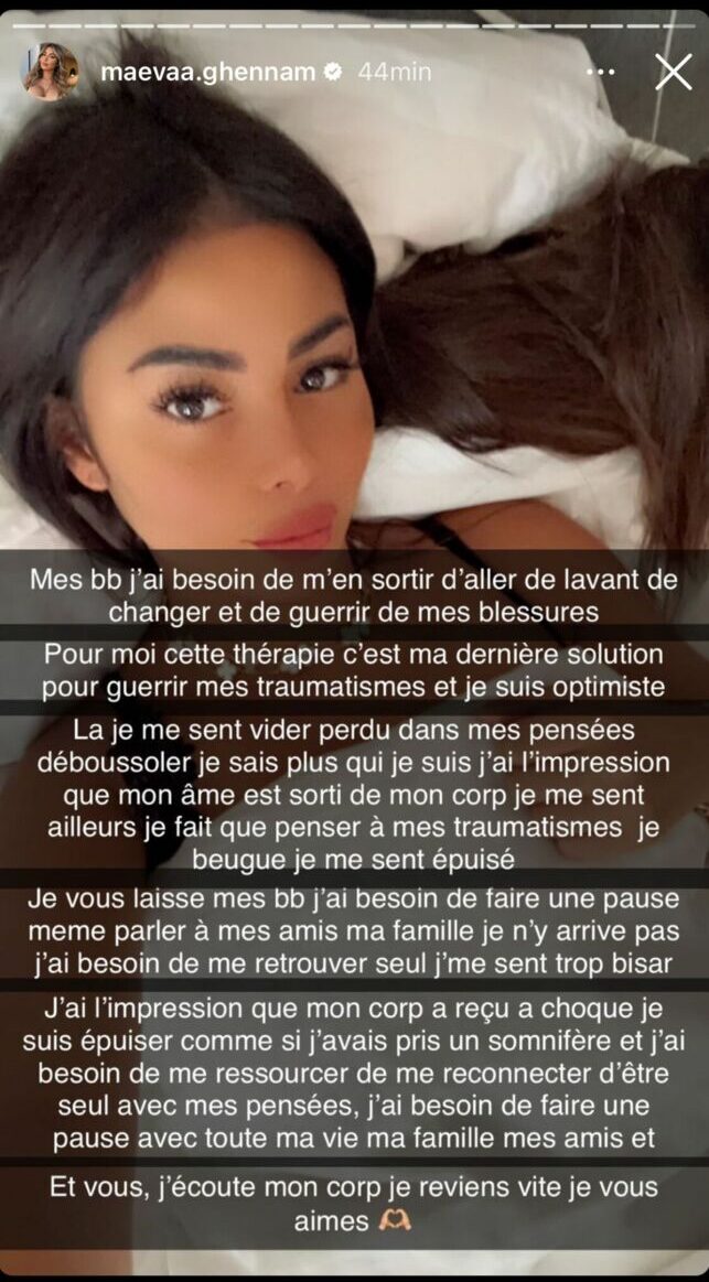 "J’ai besoin de m’en sortir" : Maeva Ghennam au plus mal, son dernier message inquiète ses fans