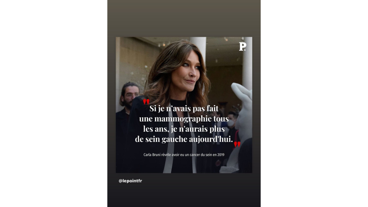 Carla Bruni révèle avoir eu un cancer du sein : "Faites vos mammographies"