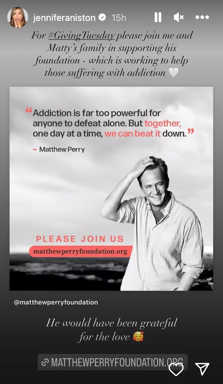 Matthew Perry : ce geste de Jennifer Aniston pour honorer l’héritage qu’il a laissé après sa mort