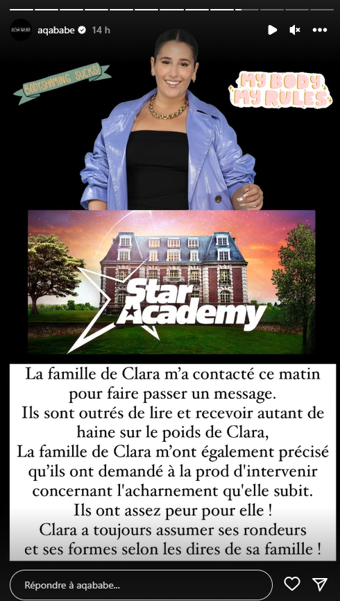 Star Academy : Clara victime de grossophobie, ses proches en colère