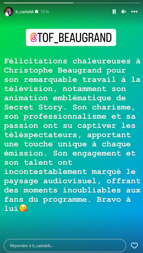 Secret Story : Christophe Beaugrand de retour, Benjamin Castaldi lui adresse un message surprenant