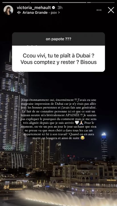 Victoria Mehault satisfaite de sa nouvelle vie à Dubaï ? "Alors, étonnamment…"