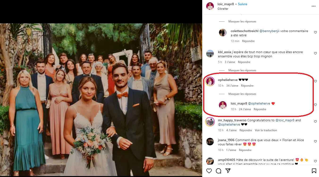 Mariés au premier regard : Loïc partage un cliché de son mariage… La réaction d’Ophélie ne passe pas inaperçue !