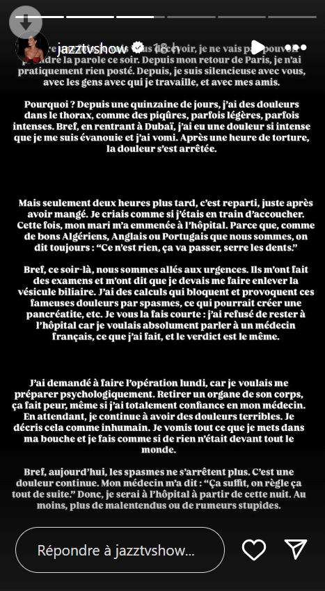 Jazz Correia malade : elle lève le voile sur son gros pépin de santé… "Une heure de torture"